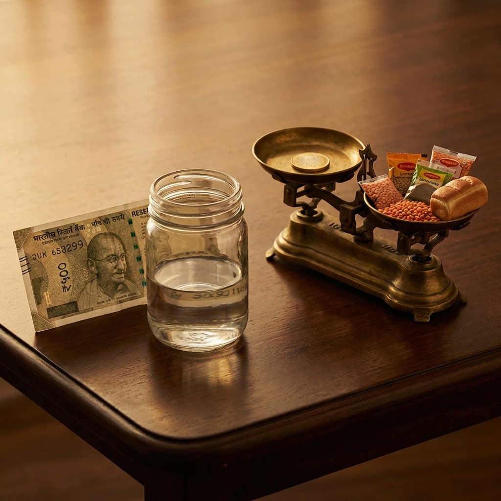 Conceptual image of money and value on a scale